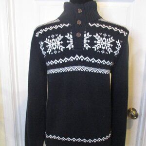 NWT Chaps Boy Youth Sweater Black White Large 14/16